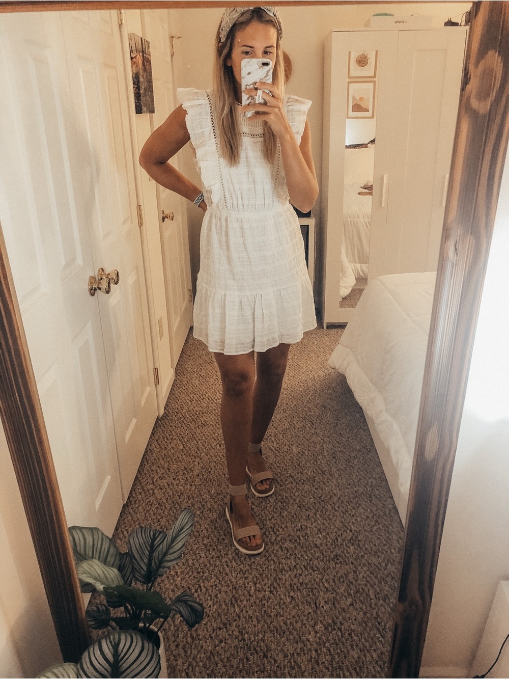 White Ruffled Tiered Mini Dress